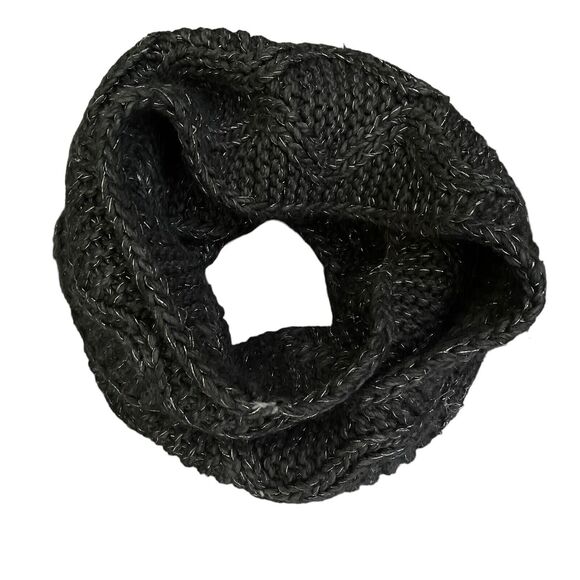 HM Sweater Knit Beanie Hat Infinity Scarf Set Ivory Gold Sequins Gray Metallic - Picture 7 of 11